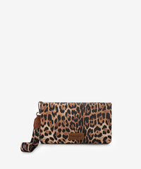 Wrangler Leather Printed Wristlet Leopard Brown