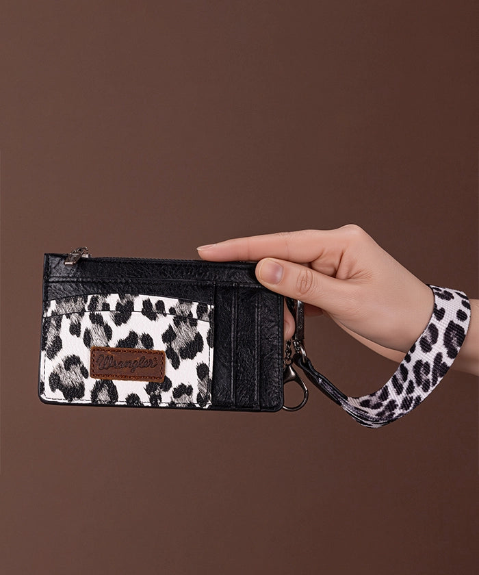 Wrangler Leopard Print Card Holder Black