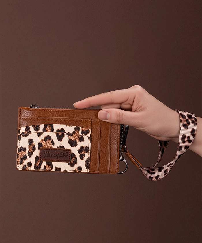 Wrangler Leopard Print Card Holder Brown