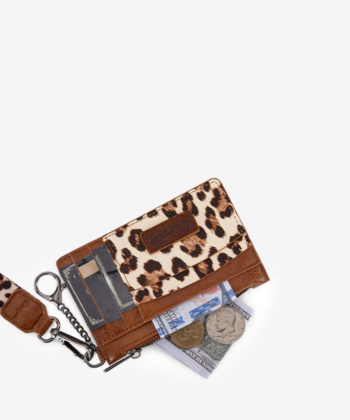 Wrangler Leopard Print Card Holder Brown