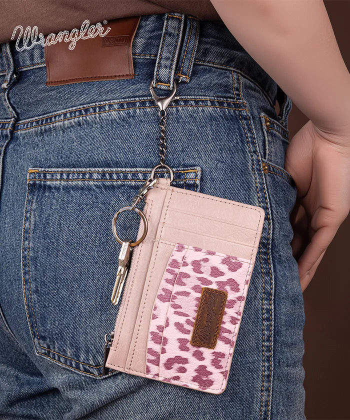 Wrangler Leopard Print Card Holder Pink