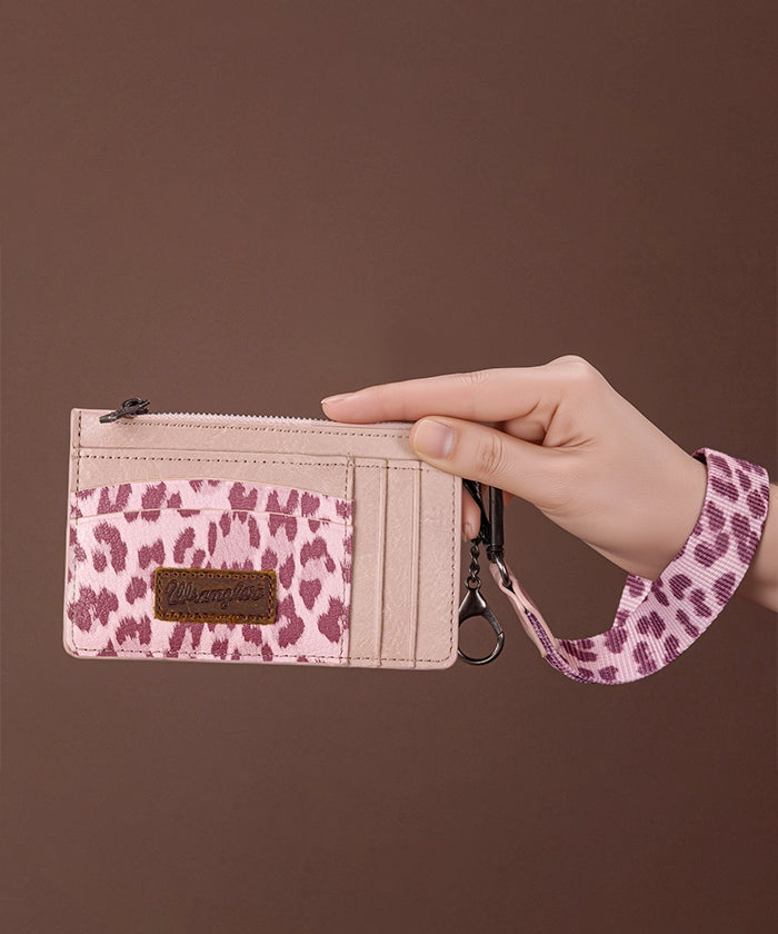Wrangler Leopard Print Card Holder Pink