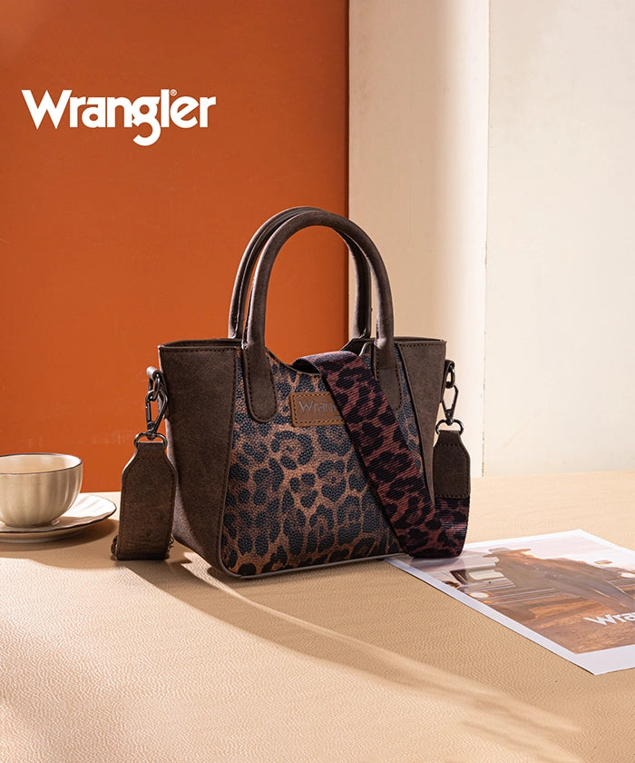 Wrangler Leopard Print Tote Bag Coffee2