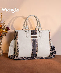 Wrangler Leopard Whipstitch Concealed Carry Tote Bag Beige