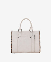 Wrangler Leopard Whipstitch Concealed Carry Tote Bag Beige