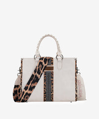 Wrangler Leopard Whipstitch Concealed Carry Tote Bag Beige