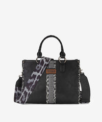 Wrangler Leopard Whipstitch Concealed Carry Tote Bag Black