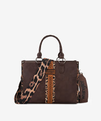 Wrangler Leopard Whipstitch Concealed Carry Tote Bag Coffee