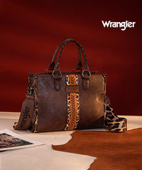 Wrangler Leopard Whipstitch Concealed Carry Tote Bag Coffee