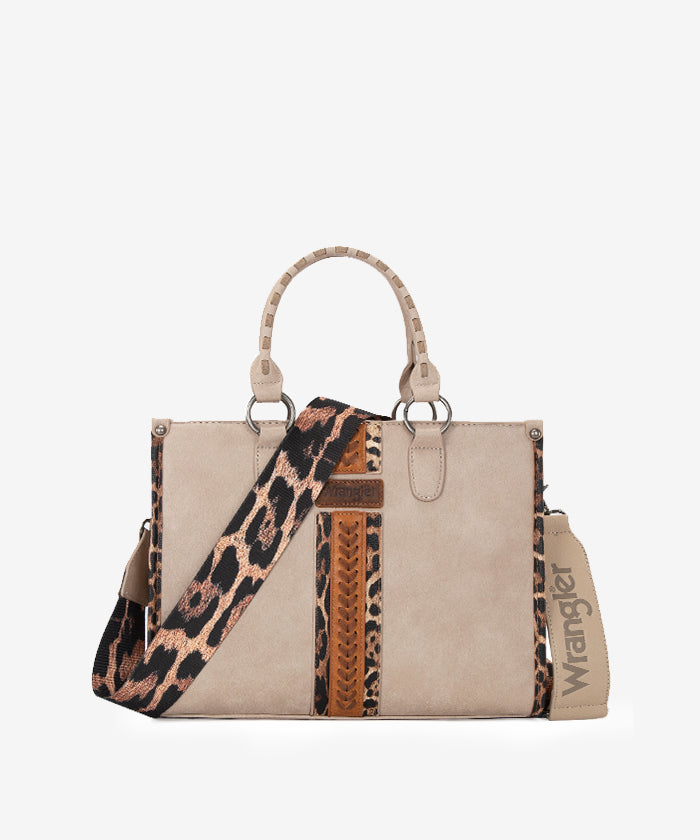 Wrangler Leopard Whipstitch Concealed Carry Tote Bag Khaki