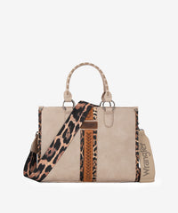 Wrangler Leopard Whipstitch Concealed Carry Tote Bag Khaki