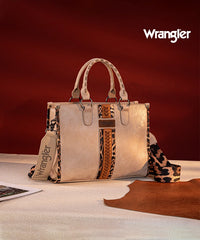Wrangler Leopard Whipstitch Concealed Carry Tote Bag Khaki