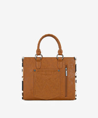 Wrangler Print Whipstitch Concealed Carry Tote Bag Brown
