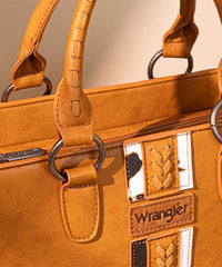 Wrangler Print Whipstitch Concealed Carry Tote Bag Brown
