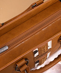 Wrangler Print Whipstitch Concealed Carry Tote Bag Brown