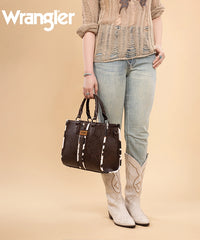 Wrangler Print Whipstitch Concealed Carry Tote Bag Coffee