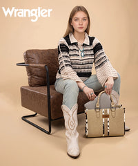 Wrangler Print Whipstitch Concealed Carry Tote Bag Khaki