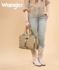 Wrangler Print Whipstitch Concealed Carry Tote Bag Khaki