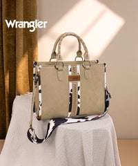 Wrangler Print Whipstitch Concealed Carry Tote Bag Khaki