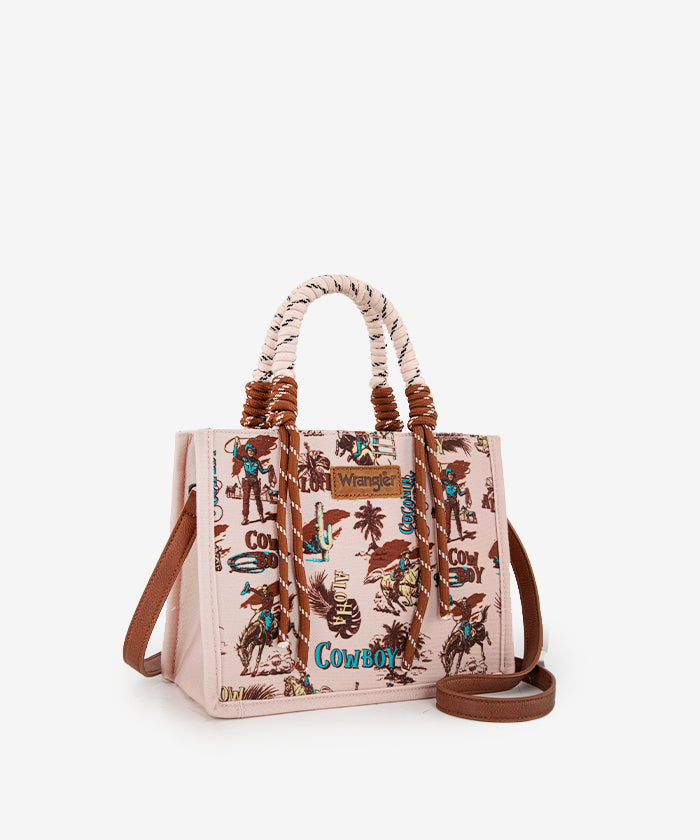 Wrangler Southwestern Print Rope Handle Tote Bag in Dark Pink