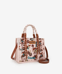 Wrangler Southwestern Print Rope Handle Tote Bag in Dark Pink