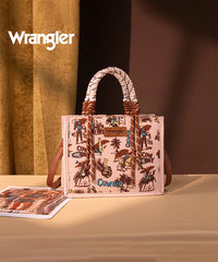 Wrangler Southwestern Print Rope Handle Tote Bag in Dark Pink