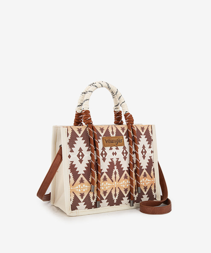 Wrangler Southwestern Print Rope Handle Tote Bag in Khaki