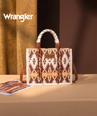 Wrangler Southwestern Print Rope Handle Tote Bag in Khaki
