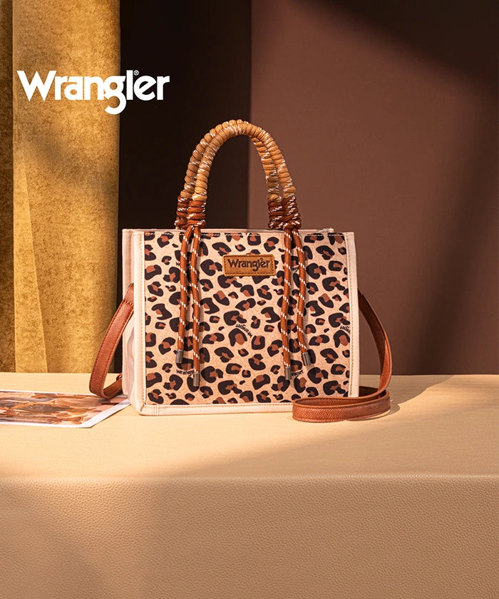 Wrangler Southwestern Print Rope Handle Tote Bag in Leopard