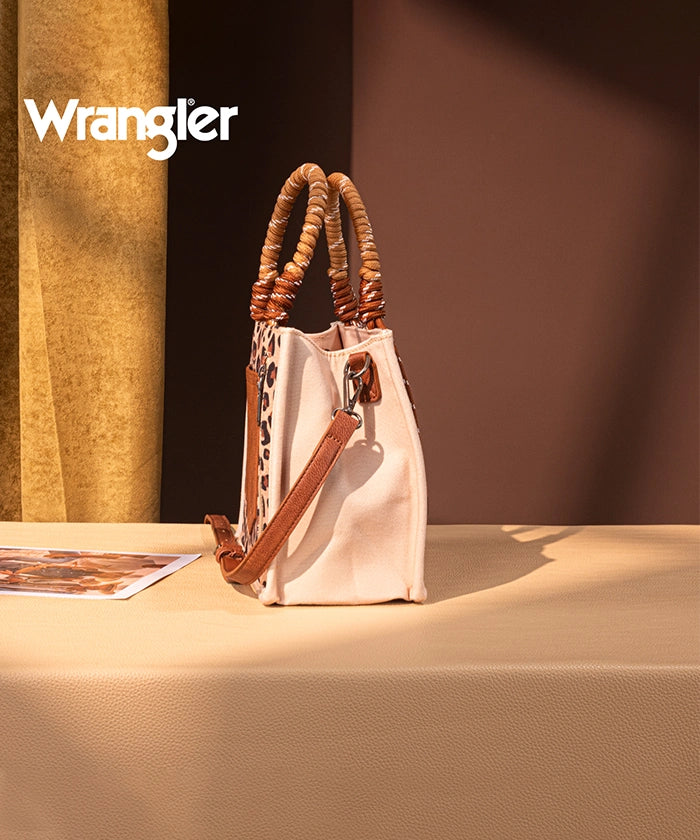 Wrangler Southwestern Print Rope Handle Tote Bag in Leopard