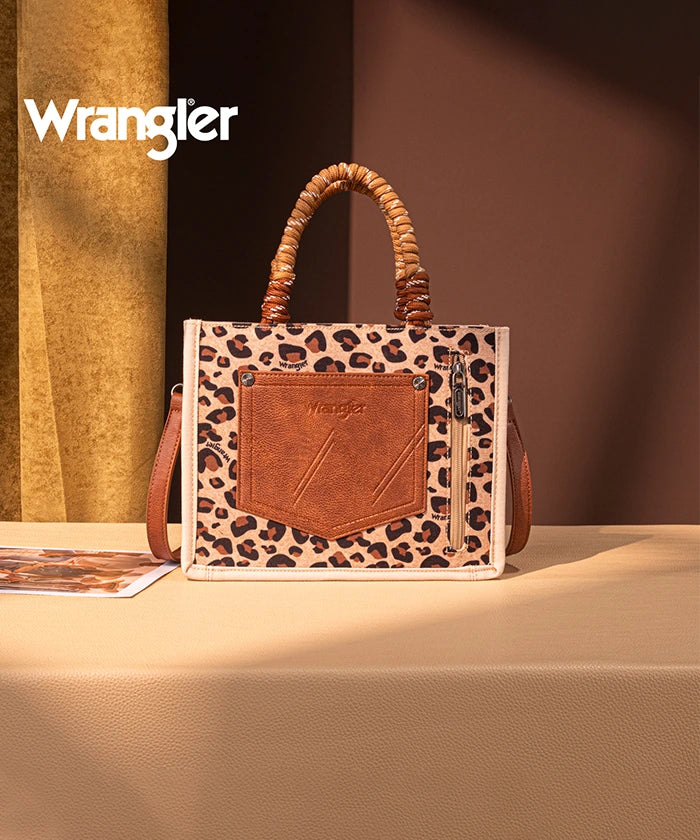 Wrangler Southwestern Print Rope Handle Tote Bag in Leopard
