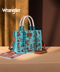 Wrangler Southwestern Print Rope Handle Tote Bag in Turquoise