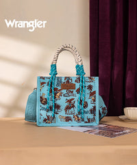 Wrangler Southwestern Print Rope Handle Tote Bag in Turquoise G