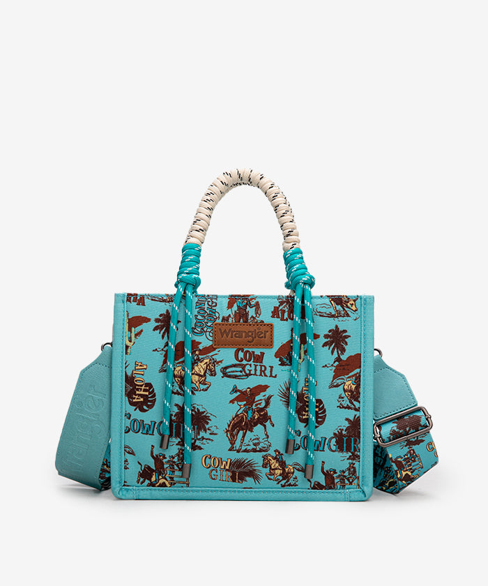 Wrangler Southwestern Print Rope Handle Tote Bag in Turquoise G