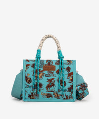 Wrangler Southwestern Print Rope Handle Tote Bag in Turquoise G