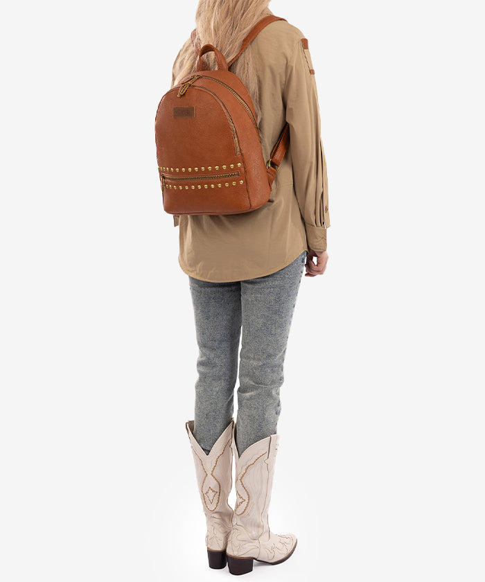 Wrangler Studded Zippered Backpack Brown