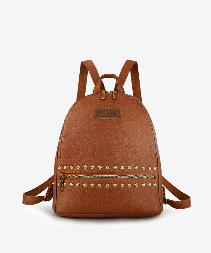 Wrangler Studded Zippered Backpack Brown