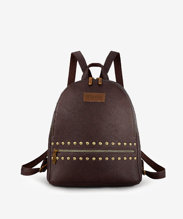 Wrangler Studded Zippered Backpack Coffee
