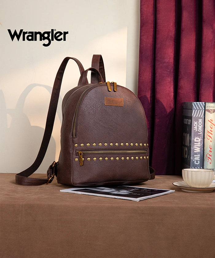 Wrangler Studded Zippered Backpack Coffee