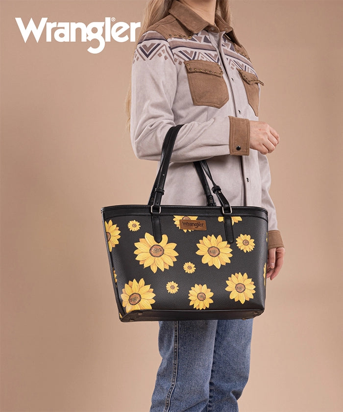 Wrangler Sunflower Print Tote Bag Black