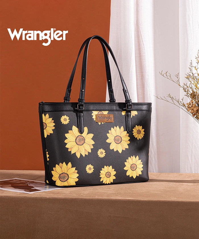 Wrangler Sunflower Print Tote Bag Black
