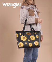 Wrangler Sunflower Print Tote Bag Black
