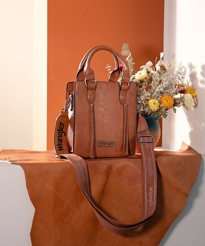 Wrangler Tassel Top Handle Crossbody Brown