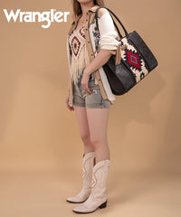 Wrangler Tooled Aztec Knitted Concealed Carry Wide Tote Black