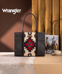Wrangler Tooled Aztec Knitted Concealed Carry Wide Tote Black
