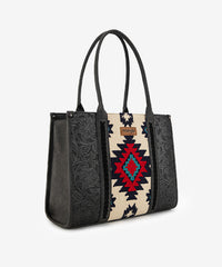 Wrangler Tooled Aztec Knitted Concealed Carry Wide Tote Black