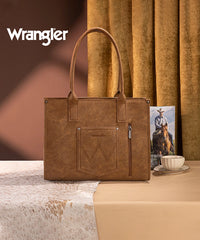 Wrangler Tooled Aztec Knitted Concealed Carry Wide Tote Brown
