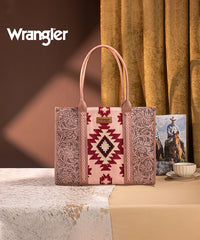Wrangler Tooled Aztec Knitted Concealed Carry Wide Tote Dark Pink
