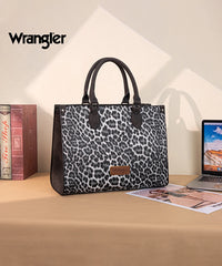 Wrangler Western All-over Leopard Print Wide Tote Bag Black