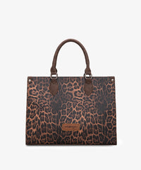 Wrangler Western All-over Leopard Print Wide Tote Bag Coffee
